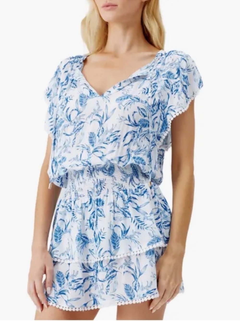 Melissa Odabash Kerri Dress Blue & White Print - Size XS